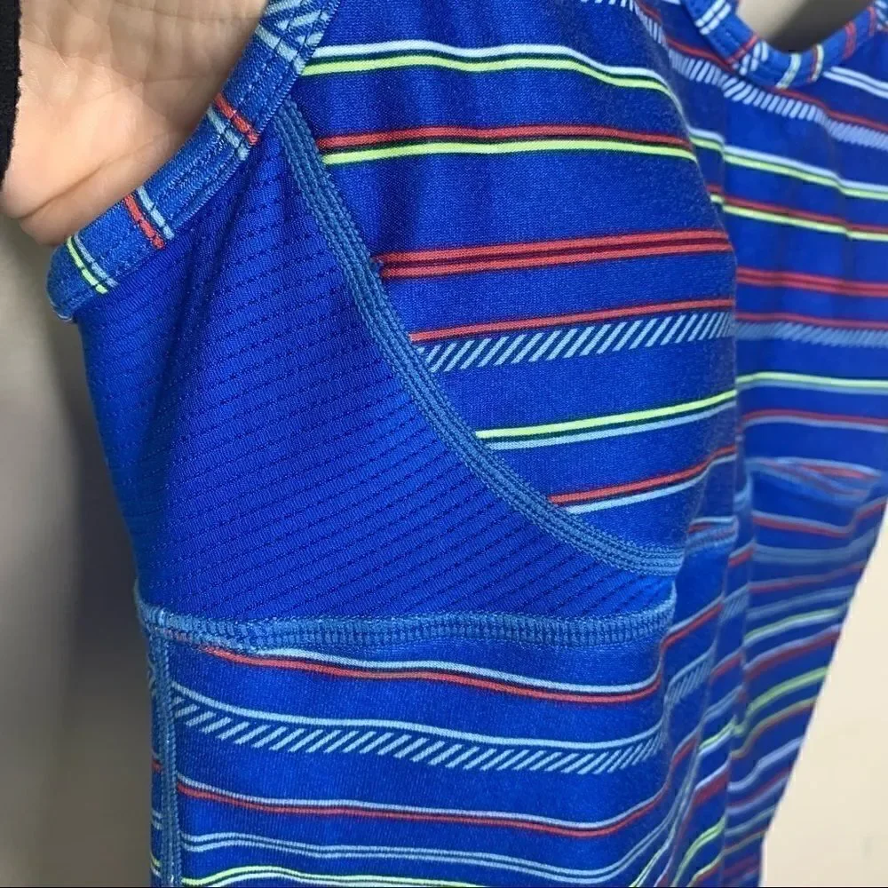 Nike blue racer back medium workout stripes top